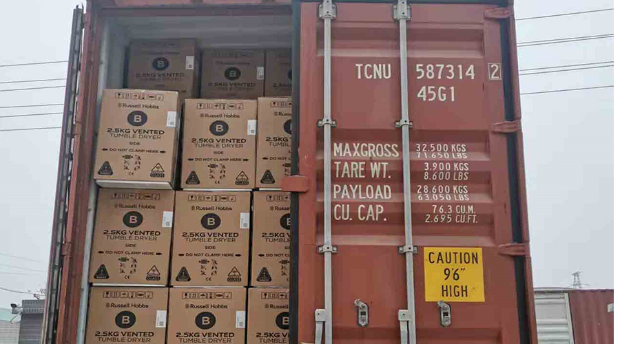 年底沖刺！順利完成英國Russell hobbs客戶的滾筒干衣機出貨