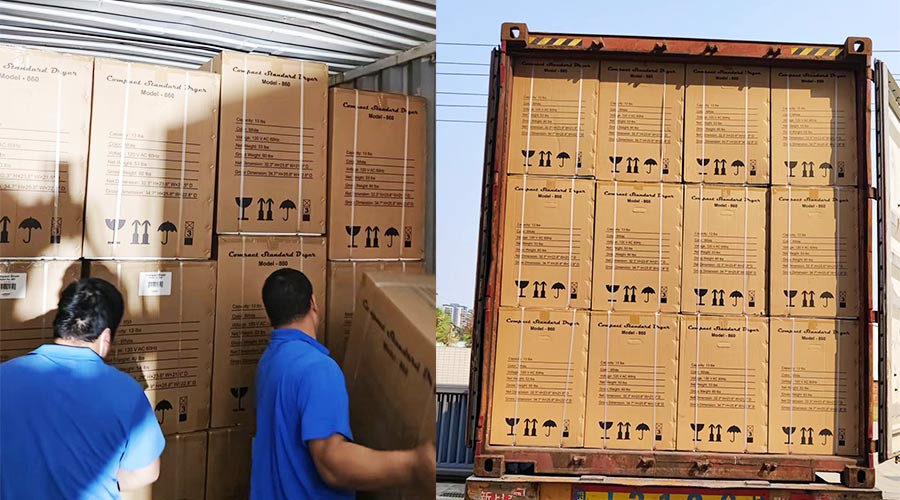 客戶Equator滾筒衣服烘干機(jī)快速裝柜完畢  蓄勢(shì)待發(fā)！